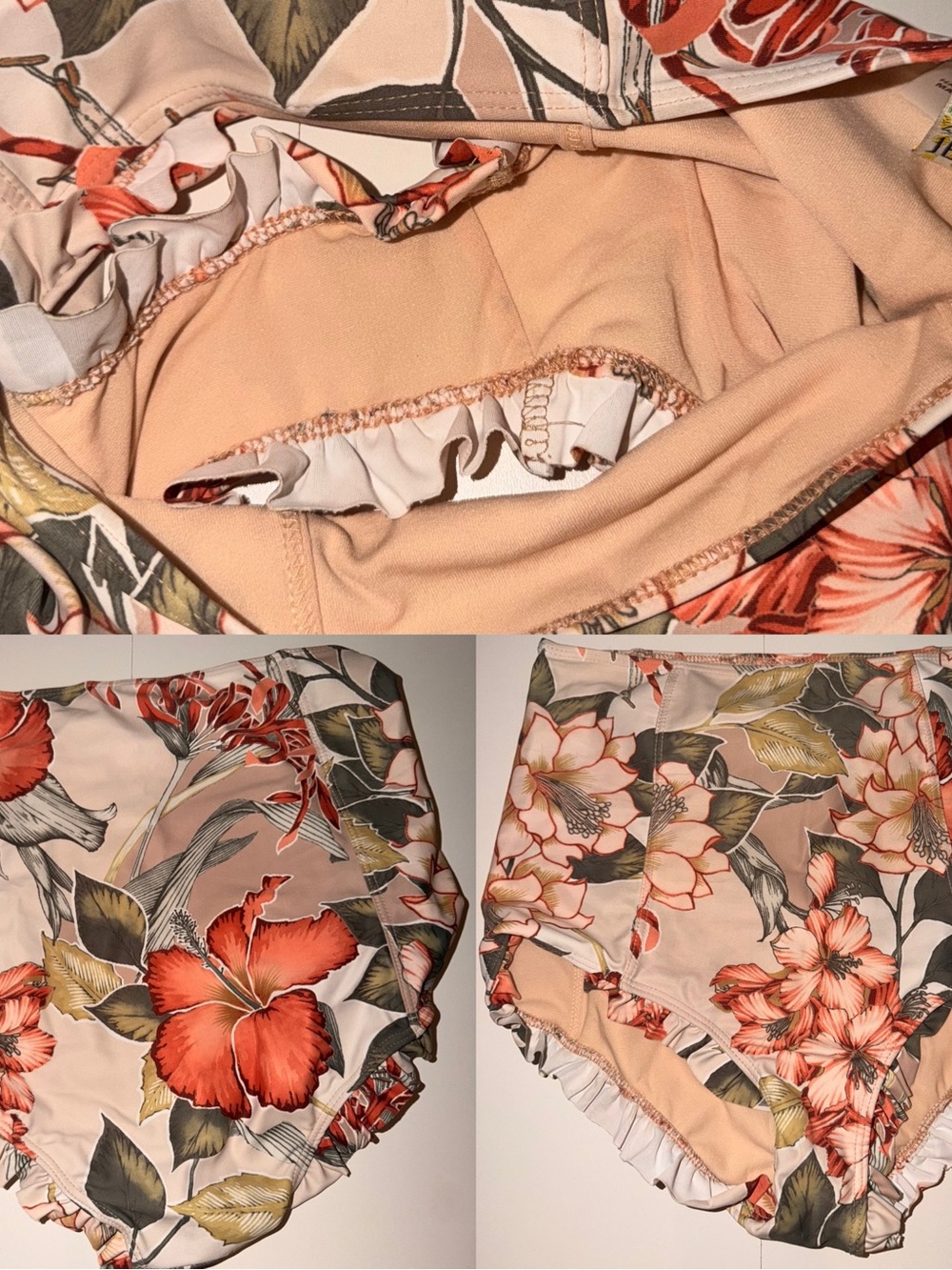 Kortni Jeane Floral One-Piece Swimsuit in Peach, Coral, Green